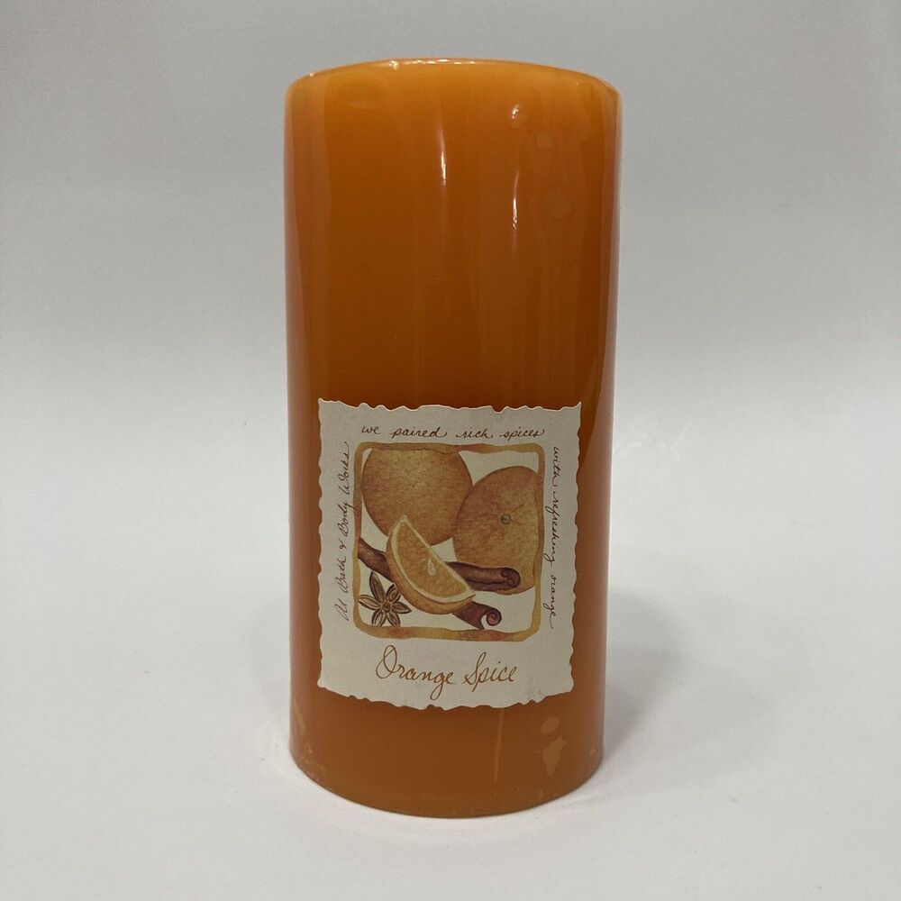 Vintage Bath and Body Works Orange Spice Candle 3x6 Pillar Single Wick Rare